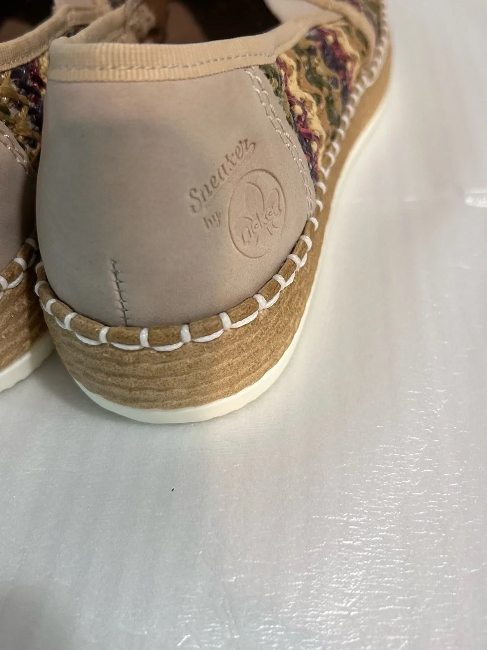 Rieker Woven Multicolor Raffia Slip-On Comfort Sneakers Leather Insole size 36